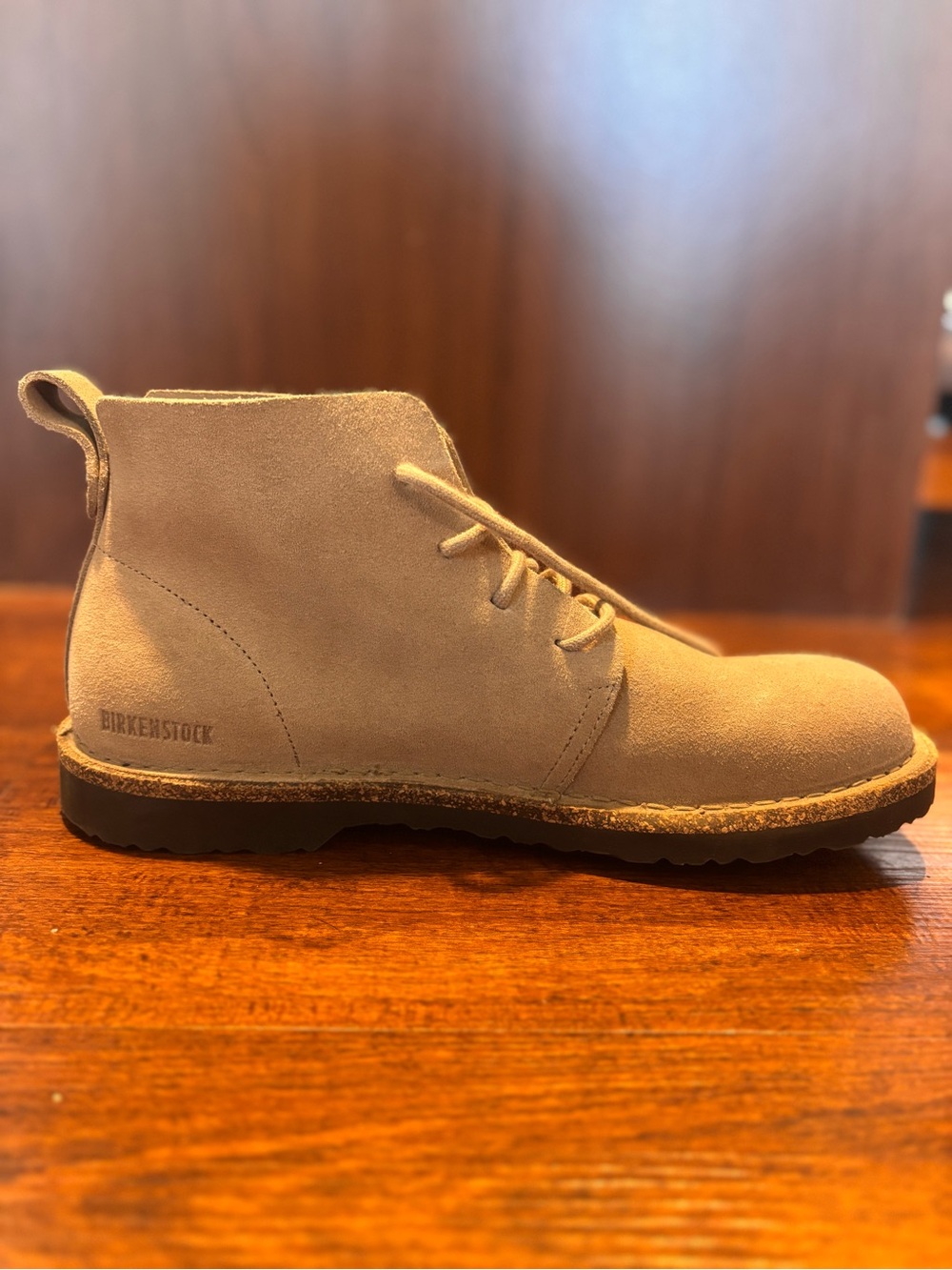 Birkenstock Men’s Lace-Up Suede Ankle Boots in Light Taupe